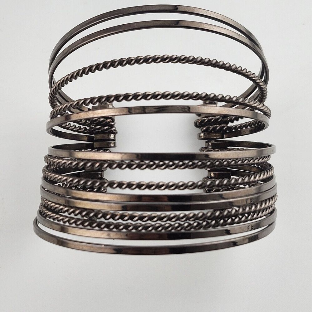 Dark Bronze Color Layered Cuff Bracelet